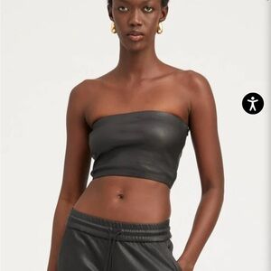 Black Strapless Leather Top